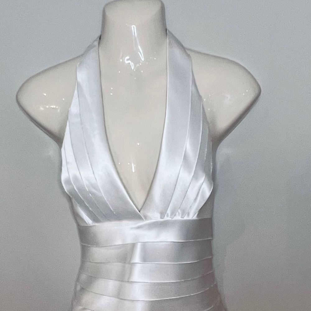 White Satin Halter Dress